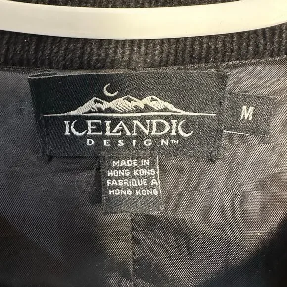 VTG Icelandic Design Wool Cardigan Jacket Womens M Embroidered Nordic Zip